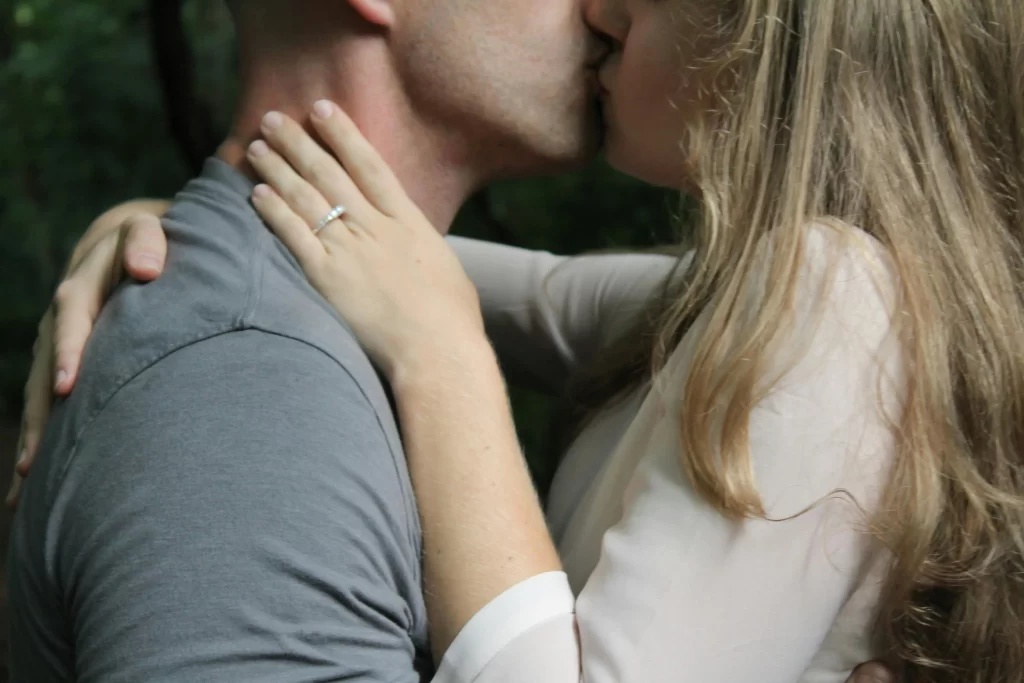 A man and woman kissing