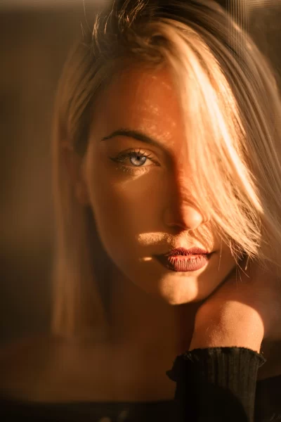 Beautiful blond woman's face